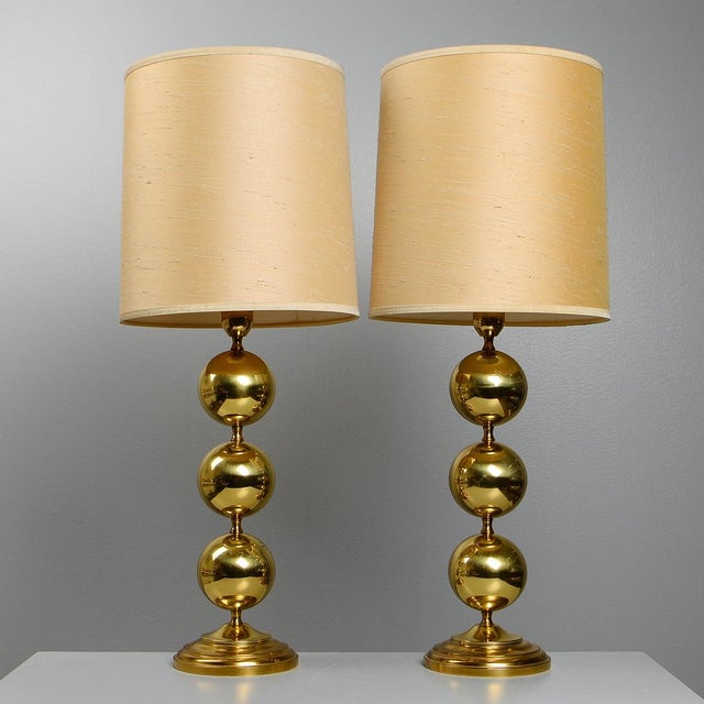 Cream Swedish Brass Table Lamps in the style of Stilarmatur, 1960s, Set of 2 For Sale - Image 8 of 8