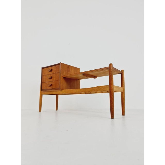 Wood Danish Teak and Oak Telefon Table in the style of Arne Wahl Iversen, 1960s For Sale - Image 7 of 12