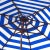 Safavieh Athens Inside Out Striped 9ft Crank Outdoor Auto Tilt Umbrella - Pacific Blue For Sale - Image 4 of 5