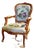 French Louis XV Armchair With Cream Floral Tapestry Upholstery & Hand-Carved Solid Wood Frame For Sale