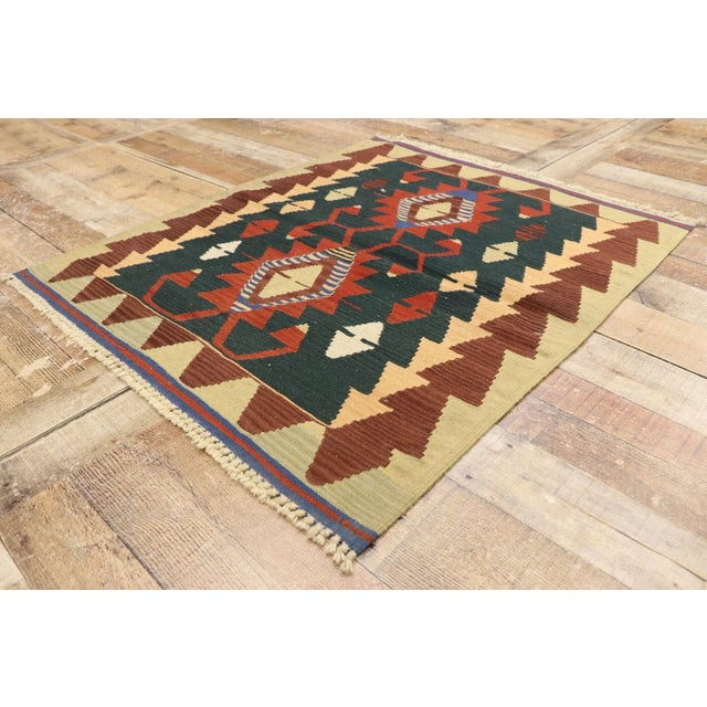 Vintage Persian Shiraz Kilim Rug - 03'02 X 03'08 For Sale In Dallas - Image 6 of 9