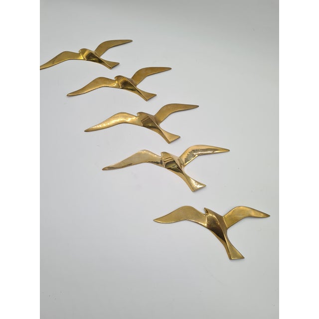 Metal Vintage Wall Decorations Seagulls in Gold Brass, Norway, 1970s, Set of 5 For Sale - Image 7 of 7