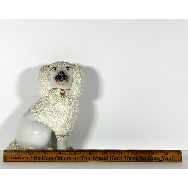 Antique Staffordshire Confetti Poodle Figurine: Hand-Painted Pottery c. 1880 For Sale - Image 10 of 10