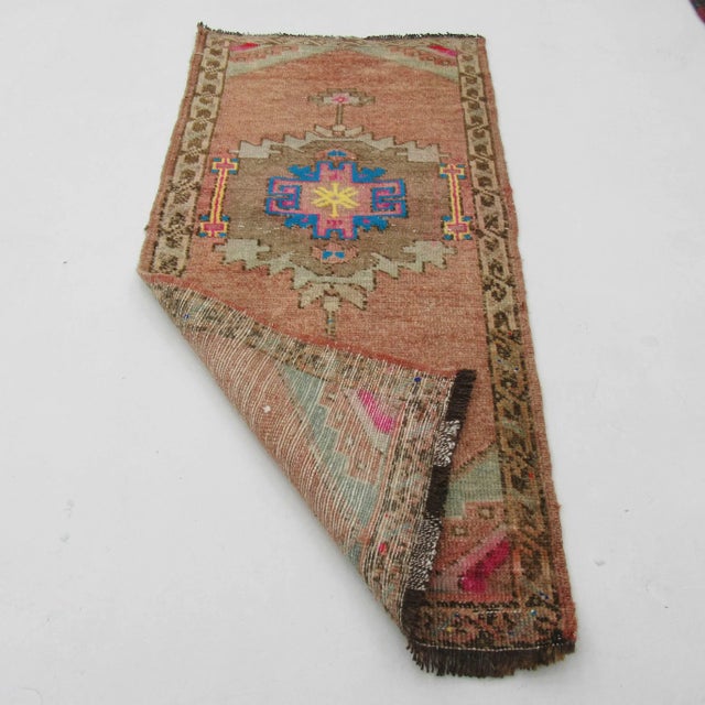 Mid-Century Modern Vintage Mini Wool Rug For Sale - Image 3 of 4