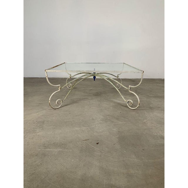 Iron Coffee Table with Square Transparent Glass Top, France, 1960s For Sale - Image 3 of 10