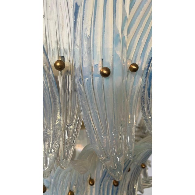 Italian Murano Glass Palmette Leaves Chandelier, 1980s For Sale - Image 10 of 18