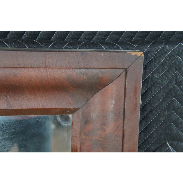 Antique American Empire Flame Mahogany Rectangular Wall Vanity Mirror 28" X 48" For Sale - Image 6 of 12
