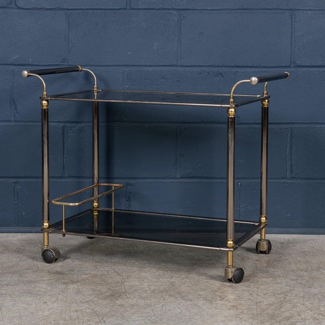 Vintage 20th Century Italian Steel & Brass Framed Drinks Trolley, 1980s For Sale - Image 10 of 18