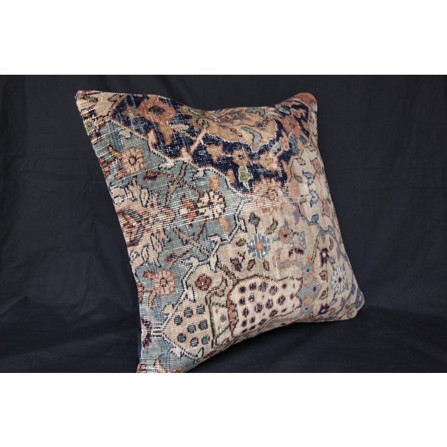 Sky Blue Handwoven Turkish Throw Rug Pillow Cushion Cover -20'' X 20'' For Sale - Image 8 of 10