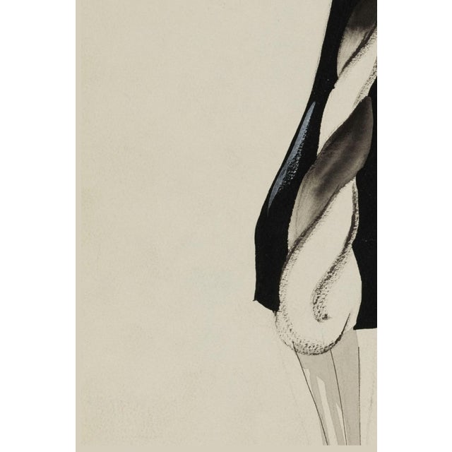 Paper Vintage French Fashion Art Print – Black Fur-Trim Coat Illustration, 12" X 18" For Sale - Image 7 of 9