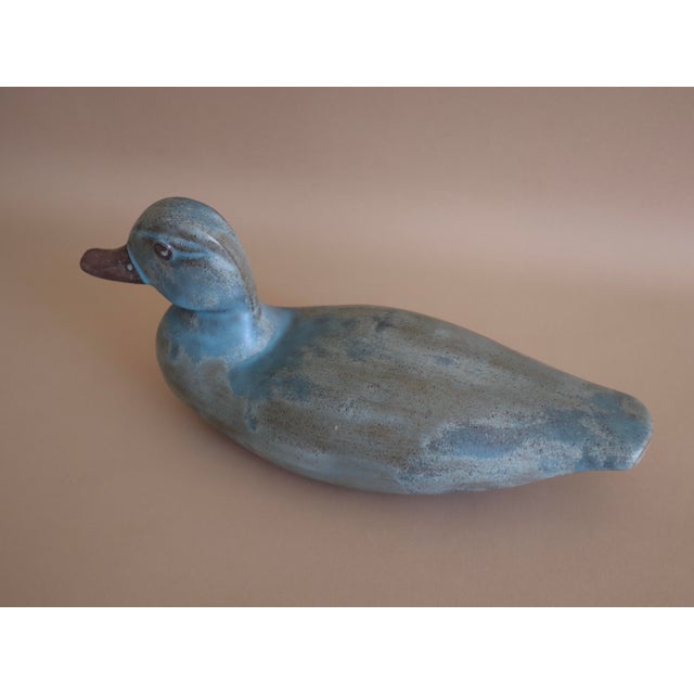 Vintage Ceramic Turquoise Duck Decoy For Sale - Image 4 of 7