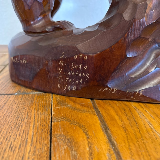 Figurative Large Rare Carved Bear “The Caring Parent” Sculpture 1978 by Yosioka For Sale - Image 3 of 9