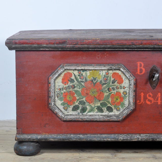 Folk Art Wedding Chest, 1849 For Sale - Image 15 of 18