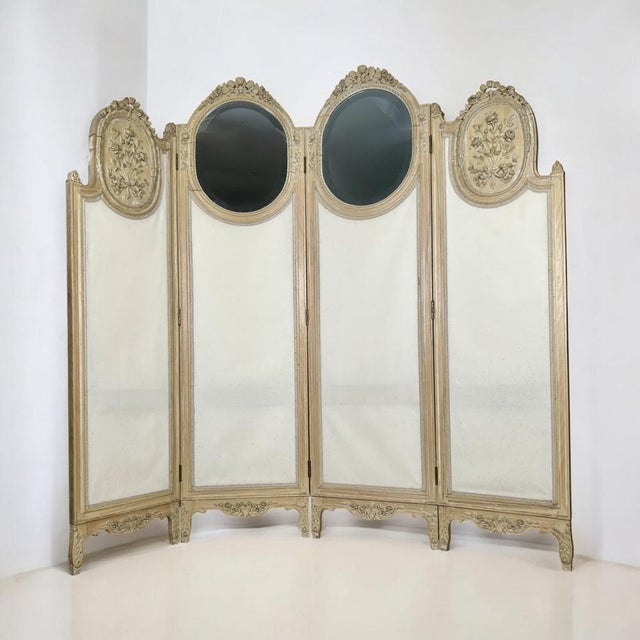 Large French Four-Fold Mirrored Dressing Screen, 1920s For Sale - Image 12 of 12