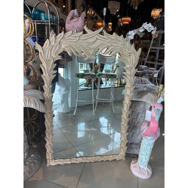 Vintage Serge Roche Style Palm Beach Frond Leaf Leaves Tree Wall Mirror ...