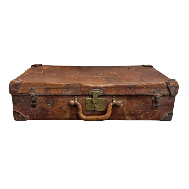 English 19th Century English Leather Suitcase For Sale - Image 3 of 10