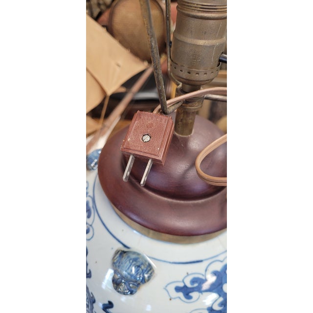 19th Century Blue & White Chinese Dragon Vase Lamp For Sale - Image 11 of 11