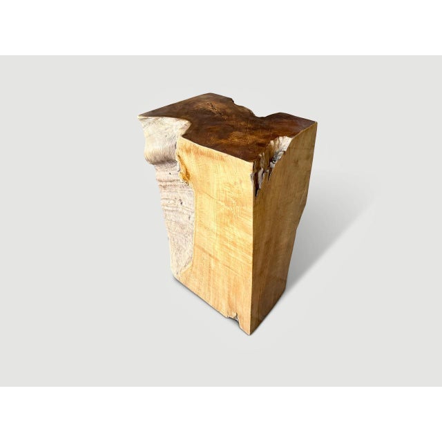 Contemporary Andrianna Shamaris Sculptural Teak Wood Side Table Or Pedestal For Sale - Image 3 of 18