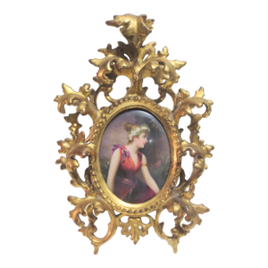 Art Nouveau Gilt Frame With Porcelain Panel Circa 1890s