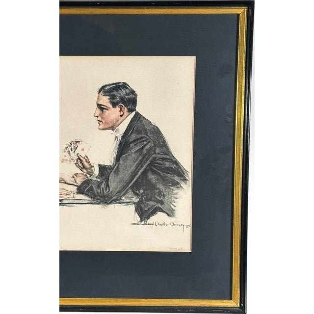 1900 - 1909 Antique Howard Chandler Christy a Winning Hand Framed Edwardian Society Art Print For Sale - Image 5 of 12