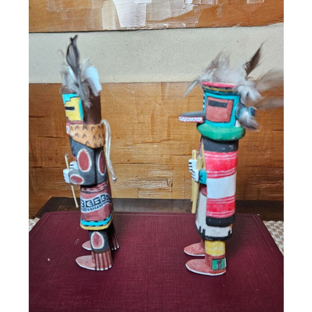 Wood Vintage Pair of Kachina Dolls by Larry David Master Carver For Sale - Image 7 of 18