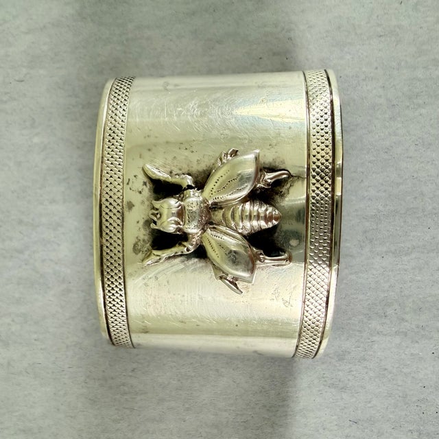 Silver 1900s Sterling Silver French Bumblebee Napkin Ring For Sale - Image 8 of 9