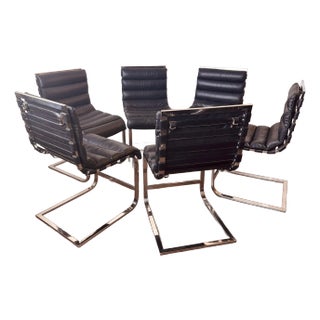 Oviedo Channel Leather Dining Chairs - Set of 6 For Sale