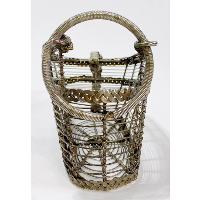 Metal Antique French Braided Silver Wire Wine Holder For Sale - Image 7 of 10