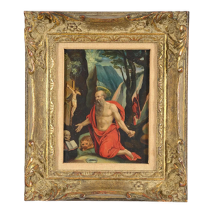 17th/18th Century Flemish Old Master Oil Painting of Saint Jerome, Framed