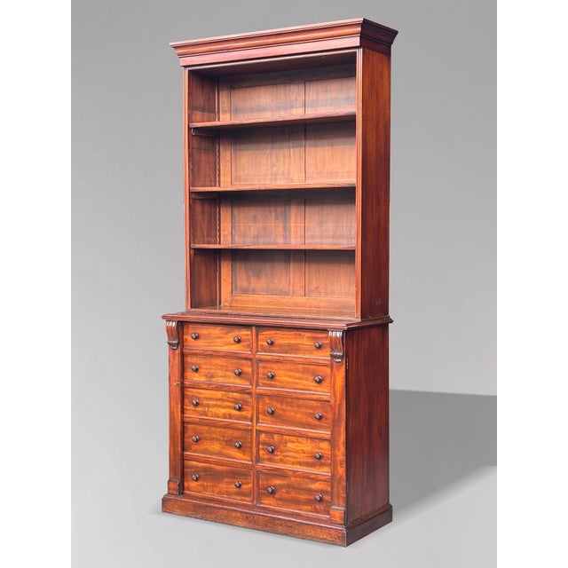 Superb Quality Early 19th-Century Regency Period Mahogany Wellington-Base Open Library Bookcase An early 19th-century...