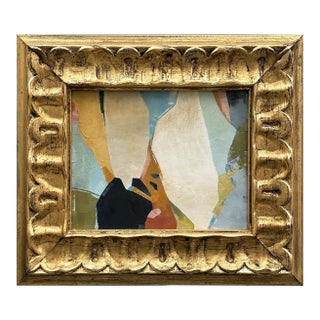 Contemporary "Strata" Abstract Oil Painting in Vintage Frame For Sale