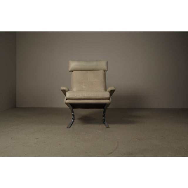 Set of Leather Swing Lounge Chair with Ottoman by Reinhold Adolf for Cor Germany, 1970s For Sale - Image 4 of 16