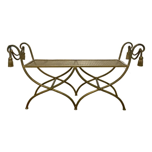 1970s Rope Gilt Metal and Teasel Bench . For Sale