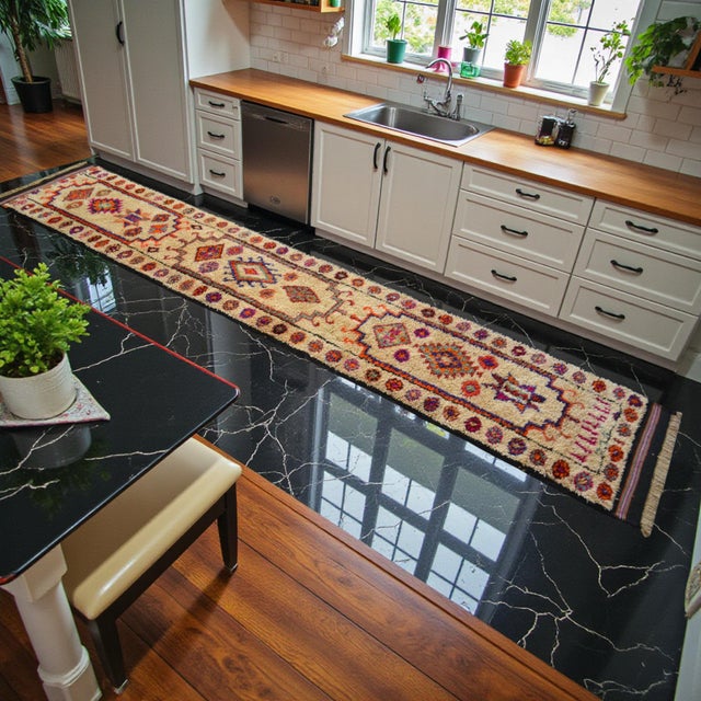 Moroccan 1970s Hand-Knotted Turkish Runner Rug. High Pile Tribal Extra Long Runner Rug - 2′8″ × 15′3″ For Sale - Image 3 of 11