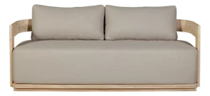 Eclipse Outdoor Solid Teak Wood Love Seat Natural - Gray Fabric