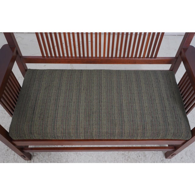 Stickley Mission Style Cherry Spindle Back Settee For Sale - Image 13 of 18