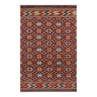 Rug & Kilim’s Moroccan Style Rug in Red With Gold Geometric Patterns For Sale