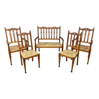 Arts and Crafts Oak Salon Suite, 1900s, Set of 5 For Sale
