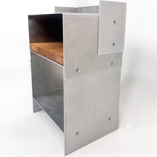 Brown Matted Aluminium and Oak Wood Side Table by case studios For Sale - Image 8 of 12