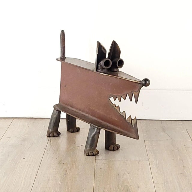 Amusing Brutalist Iron Statue of a Dog, Bay Area, California, Circa 1980 For Sale - Image 9 of 9