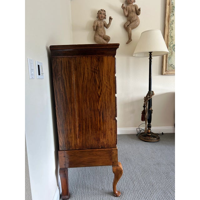 English Queen Anne Chest on Stand 18th Century Burl Walnut For Sale - Image 4 of 8