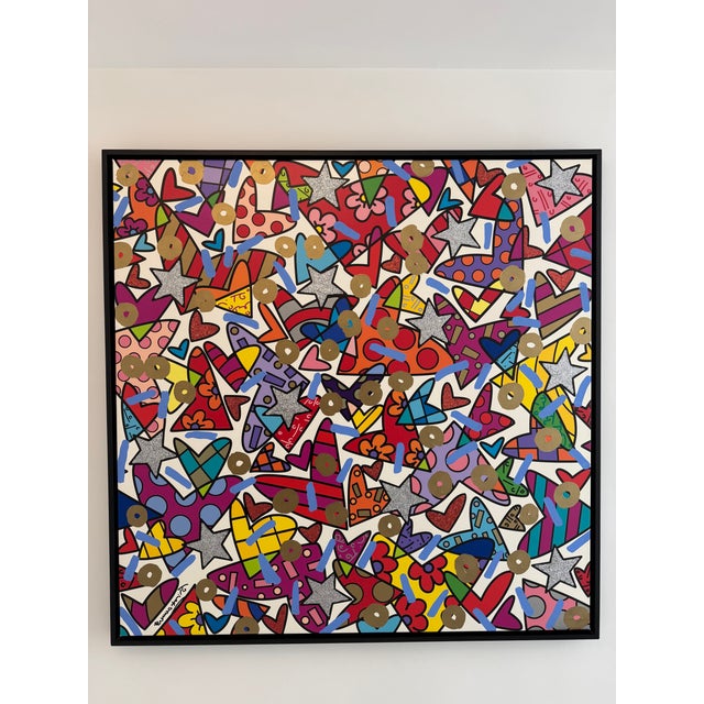 Contemporary Framed, Signed Mixed Media Romero Britto Original For Sale - Image 3 of 8