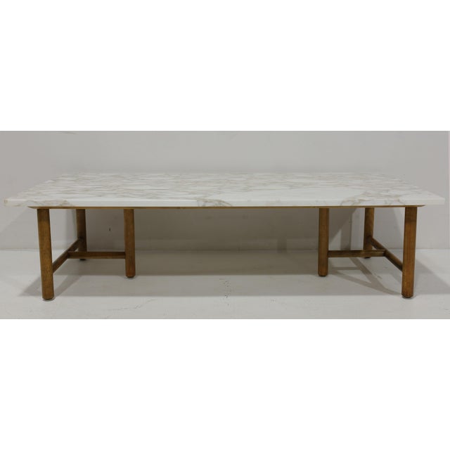 Wood t.h. Robsjohn Gibbings for Widdicomb Mid Century Marble Cocktail Table For Sale - Image 7 of 10
