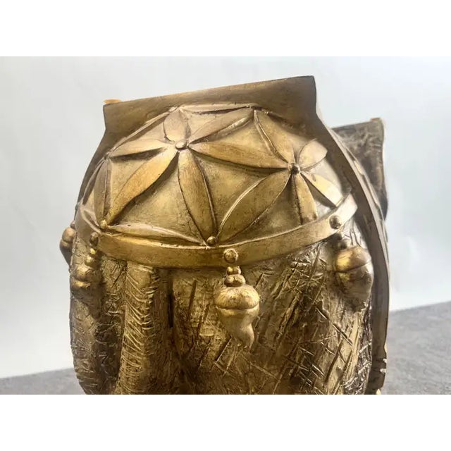 Large Sculptural Elephant Table Base in Carved Resin W Antique Gilt Finish For Sale - Image 11 of 15