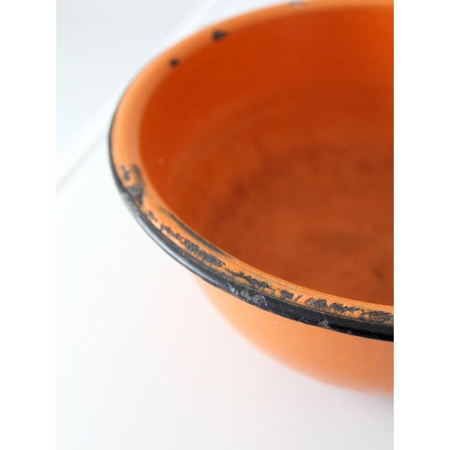 Mid 20th Century Orange Enamelware Bowl For Sale - Image 6 of 13