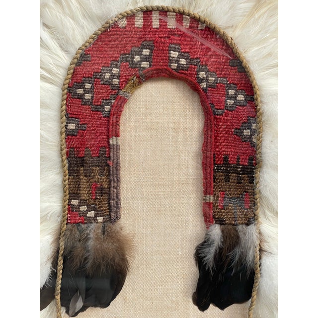 Vintage Native American Headdress Woven Wool With Feathers. Framed in Lucite Shadowbox. This is a gorgeous piece. It would...