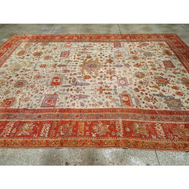 Galerie Shabab Collection Early 20th Century Turkish Oushak Room Size Carpet For Sale - Image 4 of 8