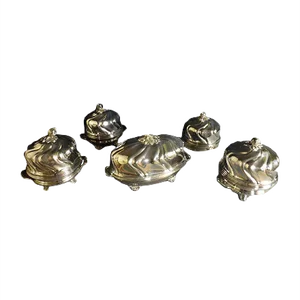 Antique Silver Metal Bells, Set of 5