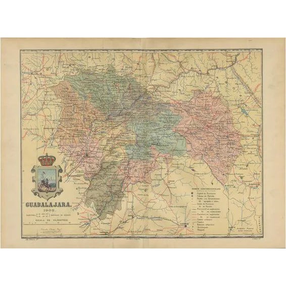 Map of Castilla-La Manchas Northern Province, 1902 For Sale