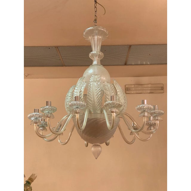 Vintage Italian Leaves Chandelier in Murano Style Glass For Sale - Image 6 of 12